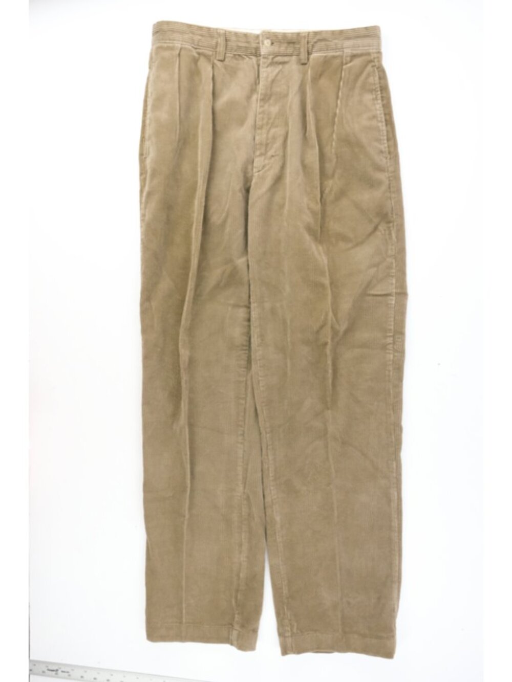Vintage Polo Ralph Lauren Corduroy Pants Men 32x32 Tan Pleated RL Straight Leg